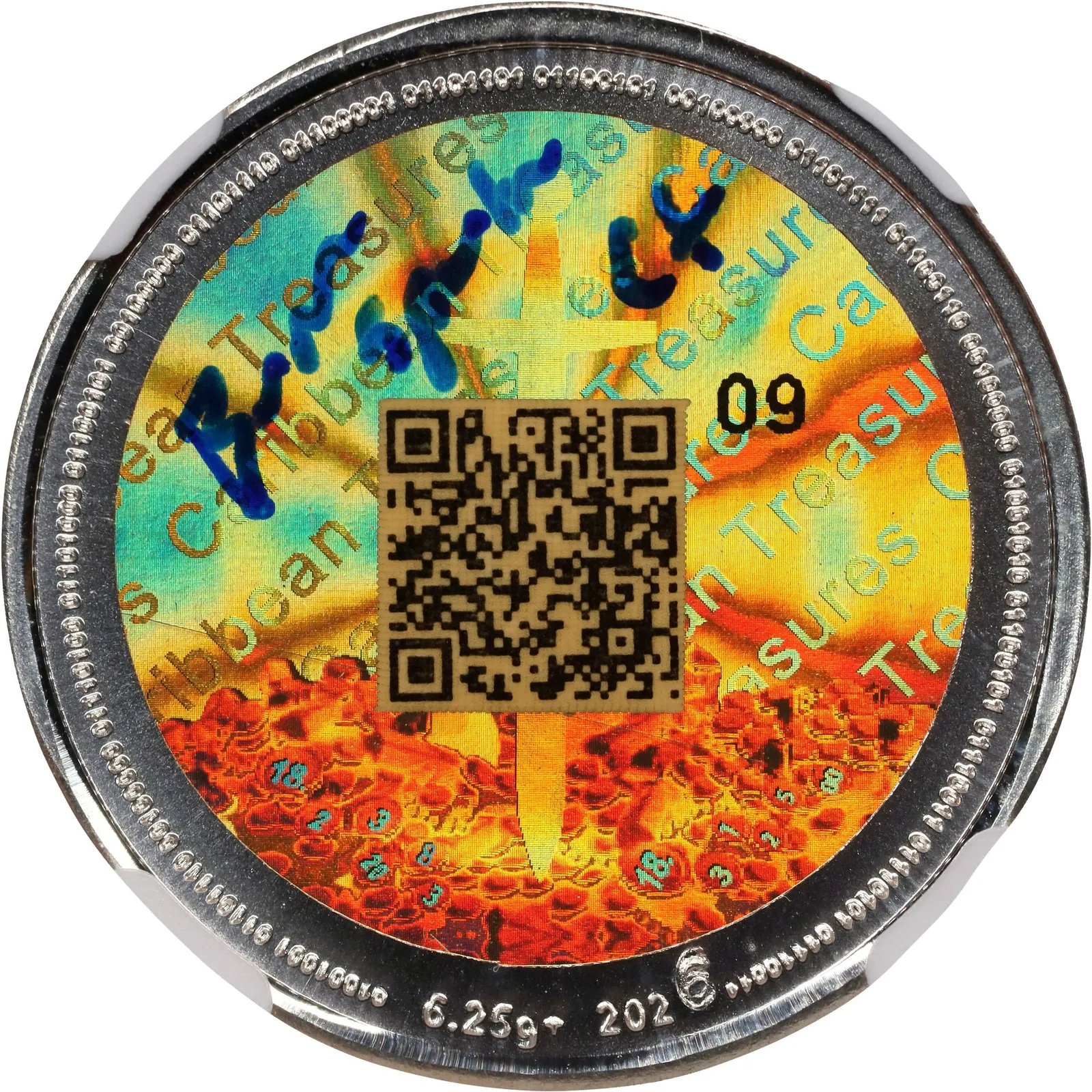 Caribbean Treasures America 250th Anniversary · Silver test strike · 0.001 BTC — Other face · lot 6034
