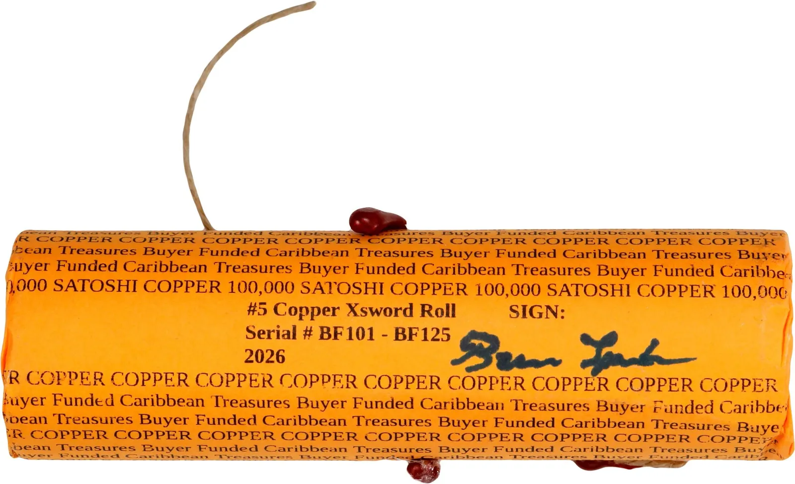 Caribbean Treasures America 250th Anniversary · Copper · 0.001 BTC — Original roll · serial range · lot 6058