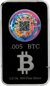 Caribbean Treasures / VIP Bitcoins / Lucky Fool Lucky Fool collaboration bar · 1/2 oz silver · 0.005 BTC — other face, auction specimen