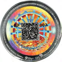 Caribbean Treasures Rooster · Silver test strike · 50,000 satoshi — hologram face, auction specimen