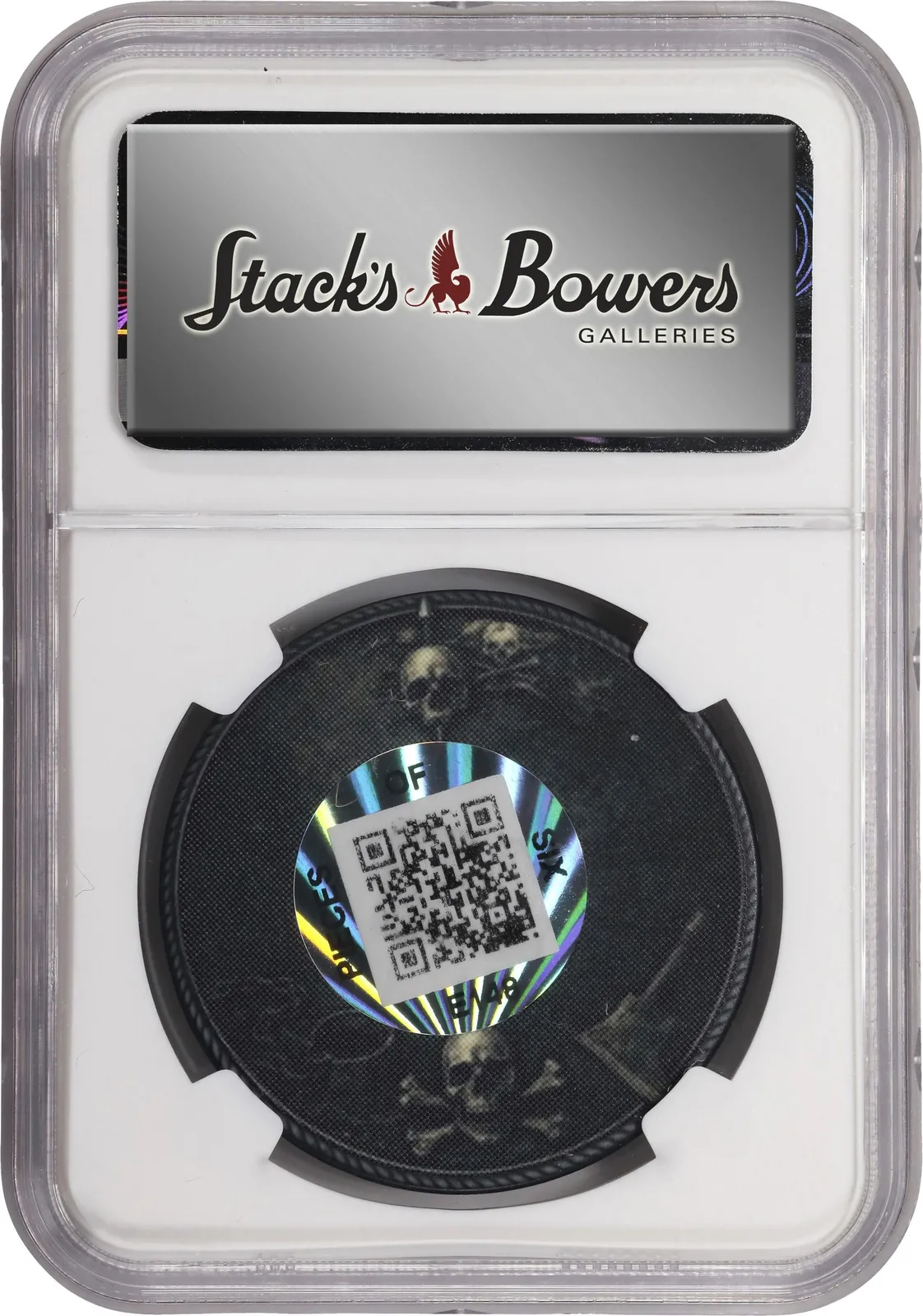Pieces of Six Admiral’s Sentence · 0.001 BTC poker chip — Holder · other face · lot 6023