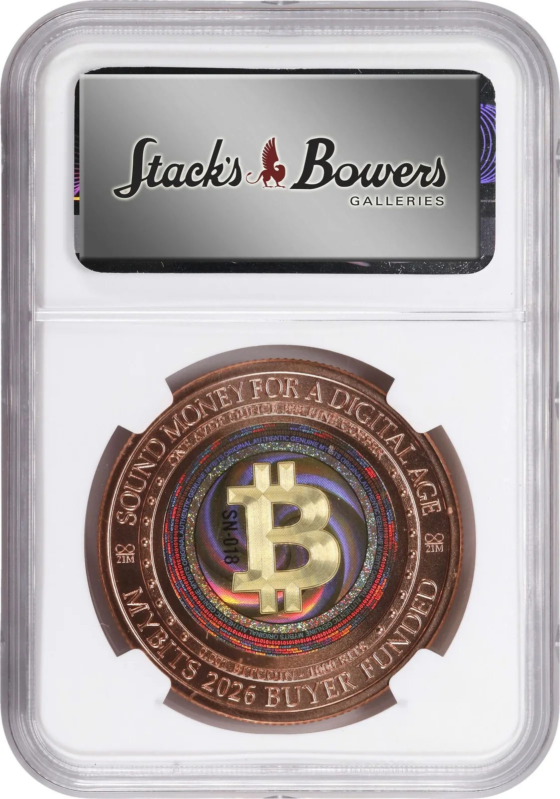 MYBITS World Currency · Copper · 0.001 BTC — Holder · other face · lot 6016