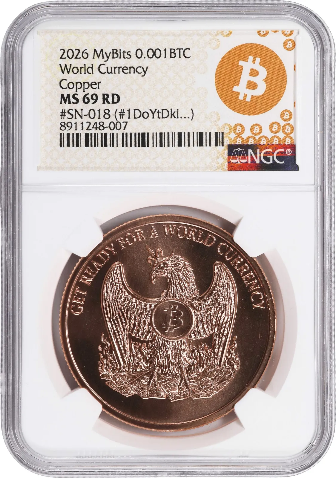 MYBITS World Currency · Copper · 0.001 BTC — Holder · design face · lot 6016