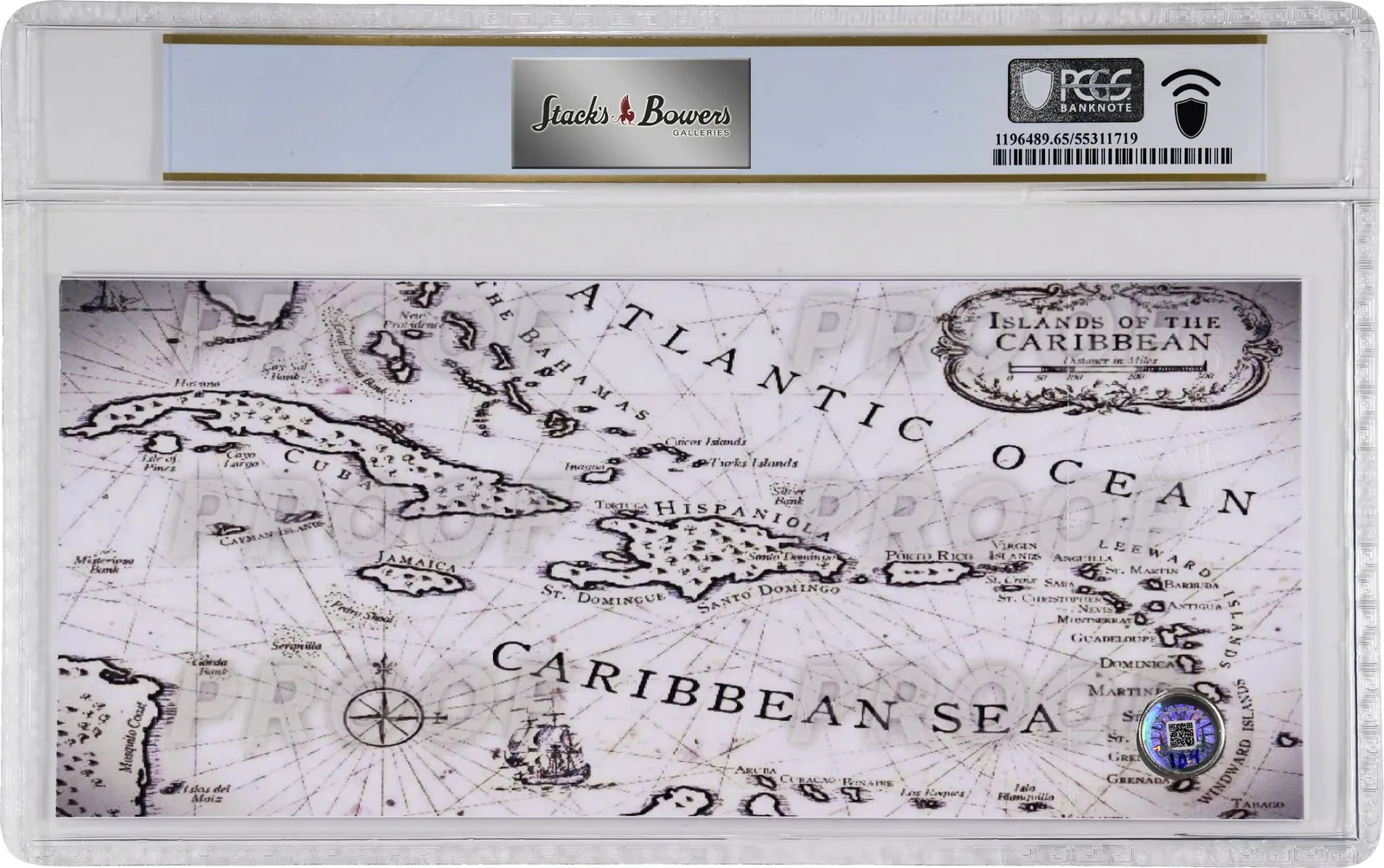 Caribbean Treasures Treasure Map · 2,500 satoshi silver certificate — Treasure Map certificate · map reverse