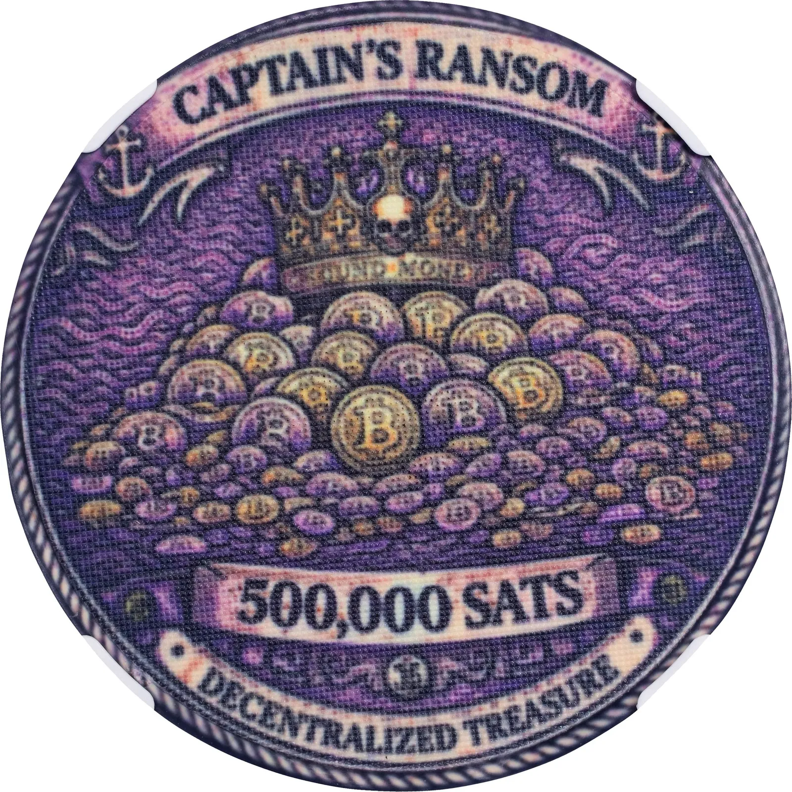 Pieces of Six Captain’s Ransom · 0.005 BTC poker chip — Design face · lot 6024