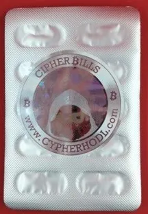 Cypher HODL Bitcoin Pills · Ten-capsule blister pack