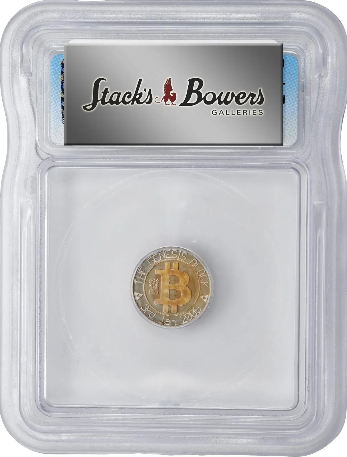 Bitcoin Nerd Genesis Block · 1 g silver — Holder · other face · lot 7050