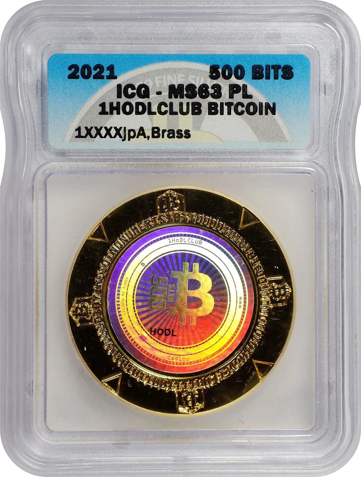 1HoDLCLUB Casino · HODL prototype error · 0.0005 BTC — Holder · design face · lot 6015