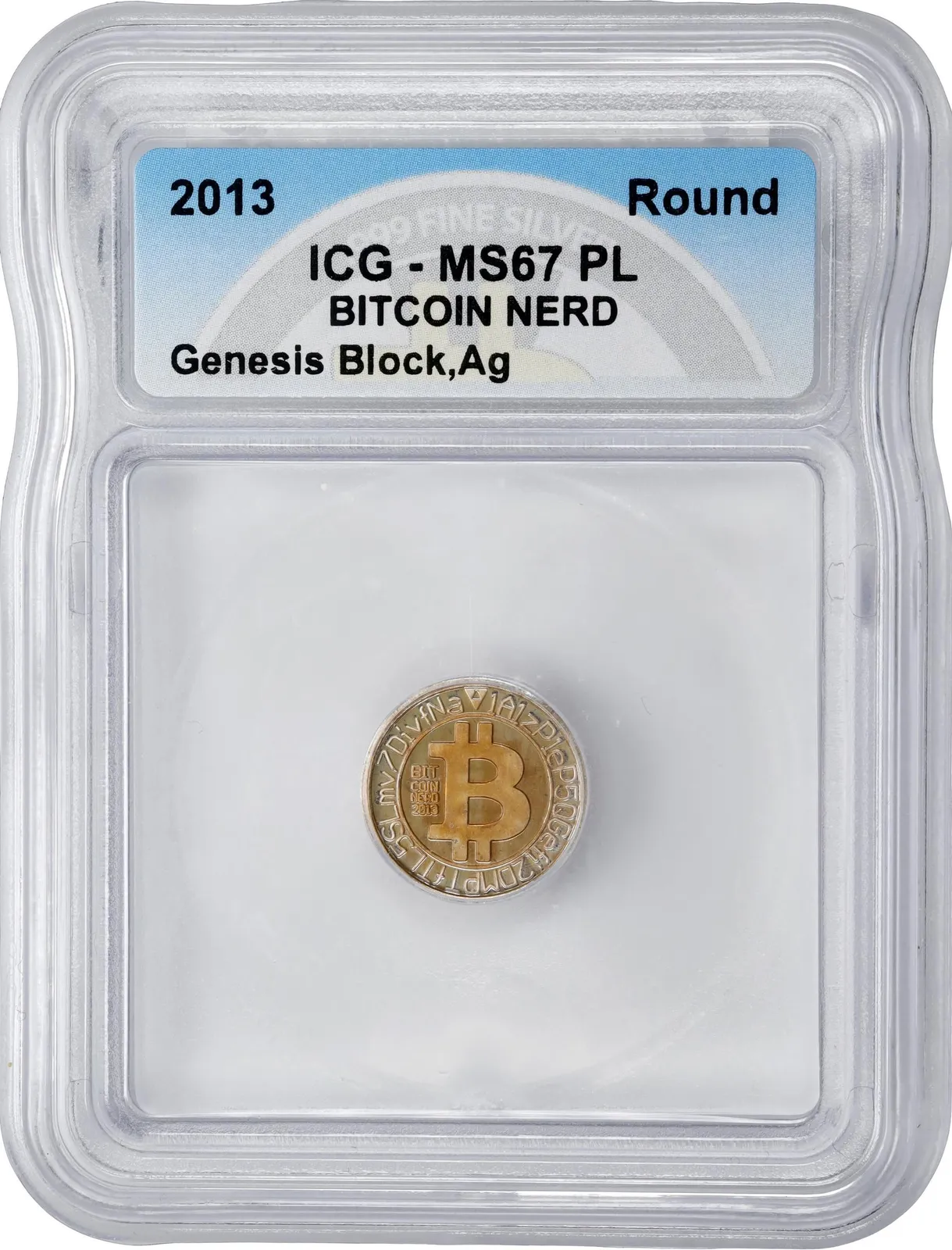 Bitcoin Nerd Genesis Block · 1 g silver — Holder · design face · lot 7050