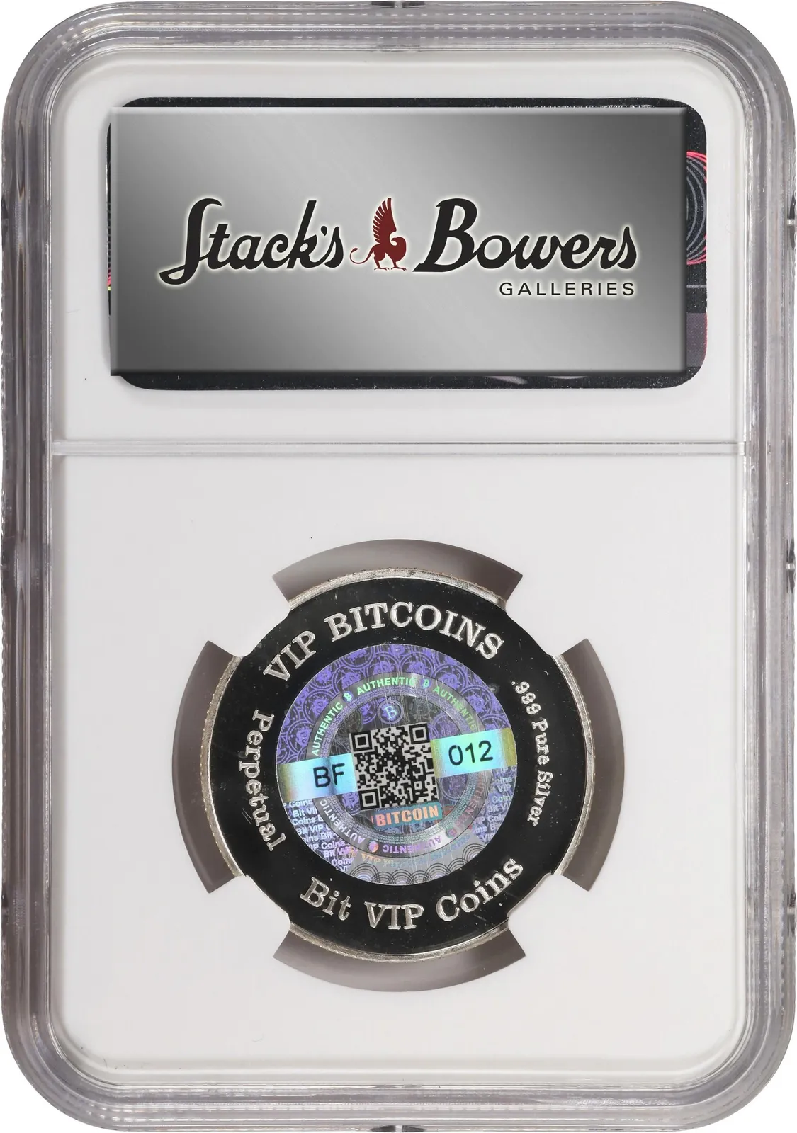 VIP Bitcoins Perpetual · 1/2 oz silver · 0.001 BTC — Holder · other face · lot 6065