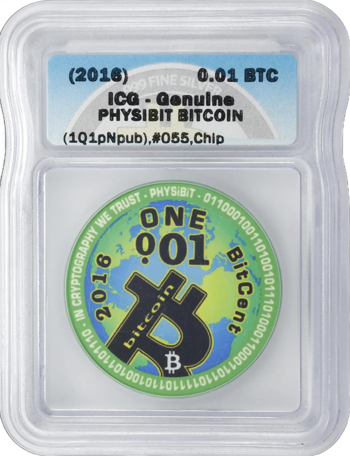 Physibit 0.01 BTC · Poker chip — Holder · design face · lot 7040