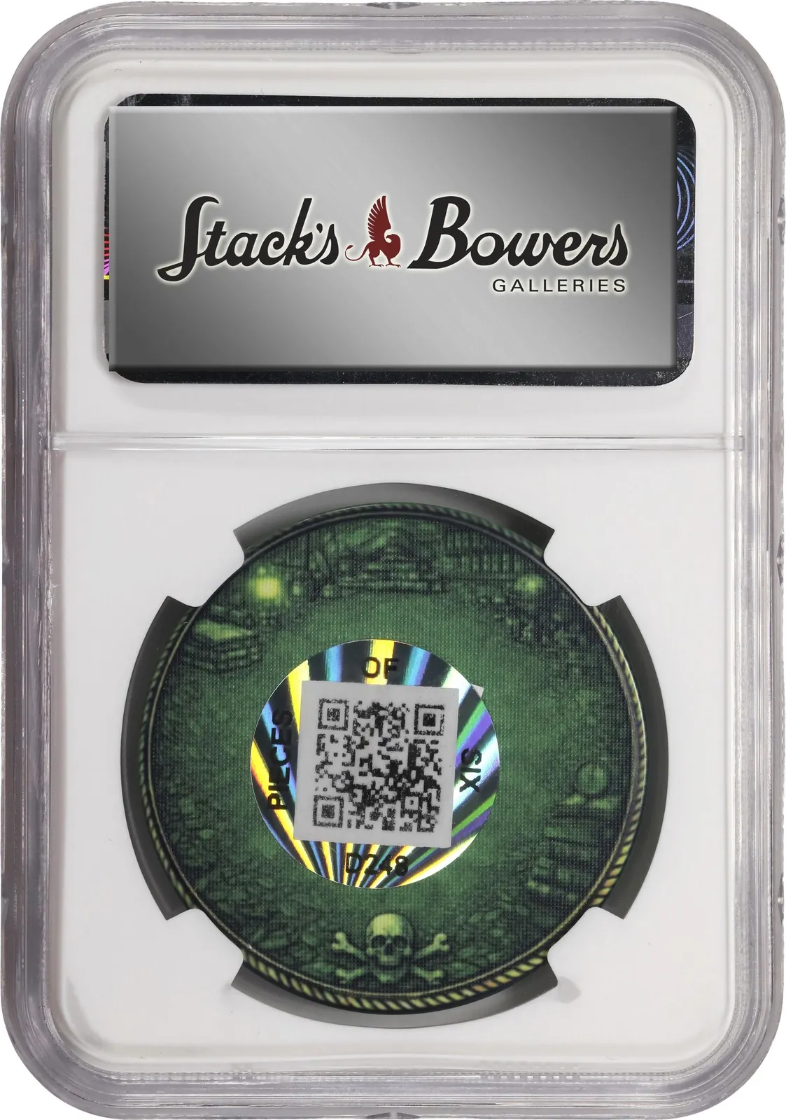 Pieces of Six Captain’s Coin · 0.00025 BTC poker chip — Holder · other face · lot 6022