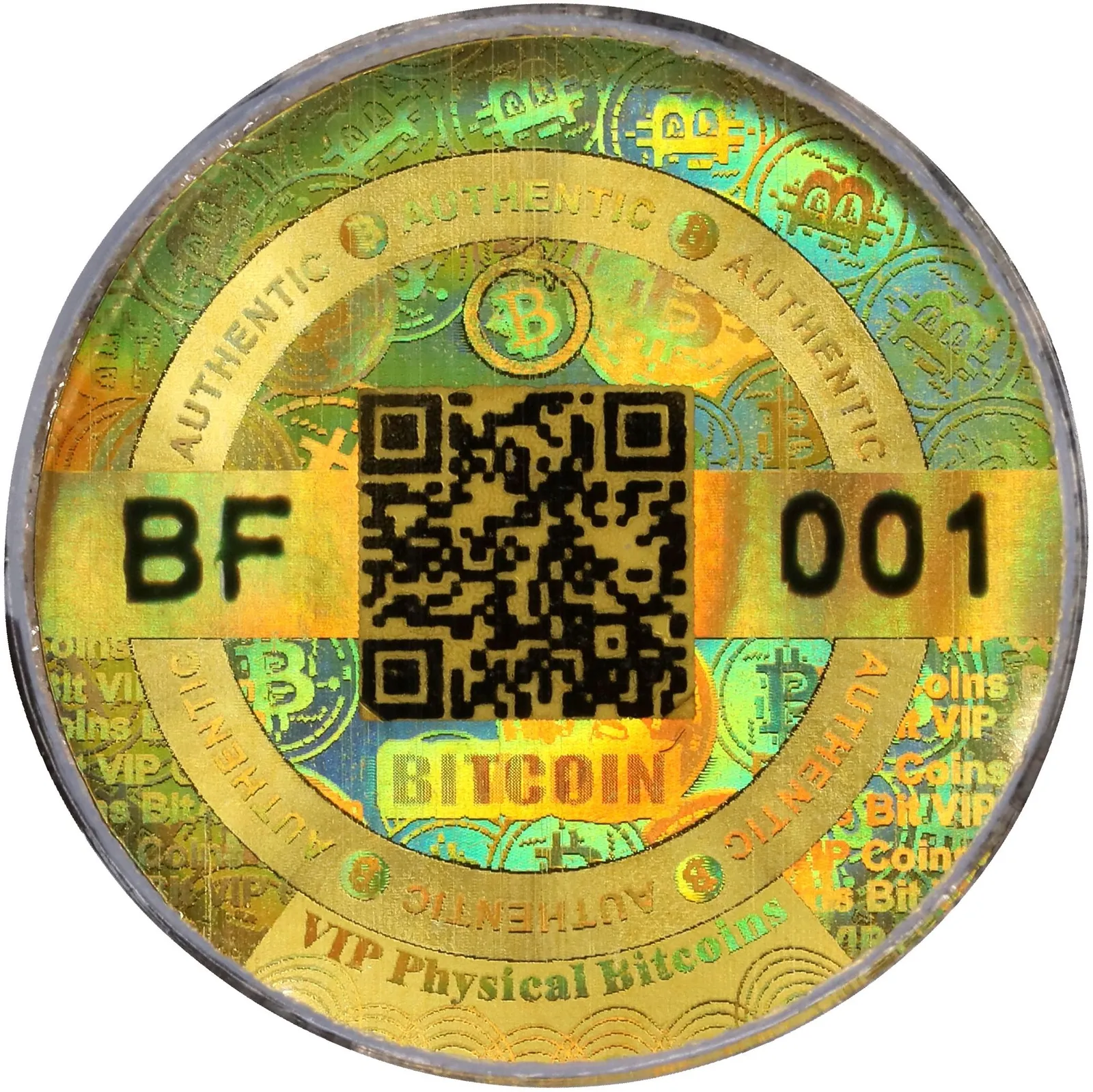 VIP Bitcoins Hologram shard wallet · 0.00005 BTC — Design face · lot 6032