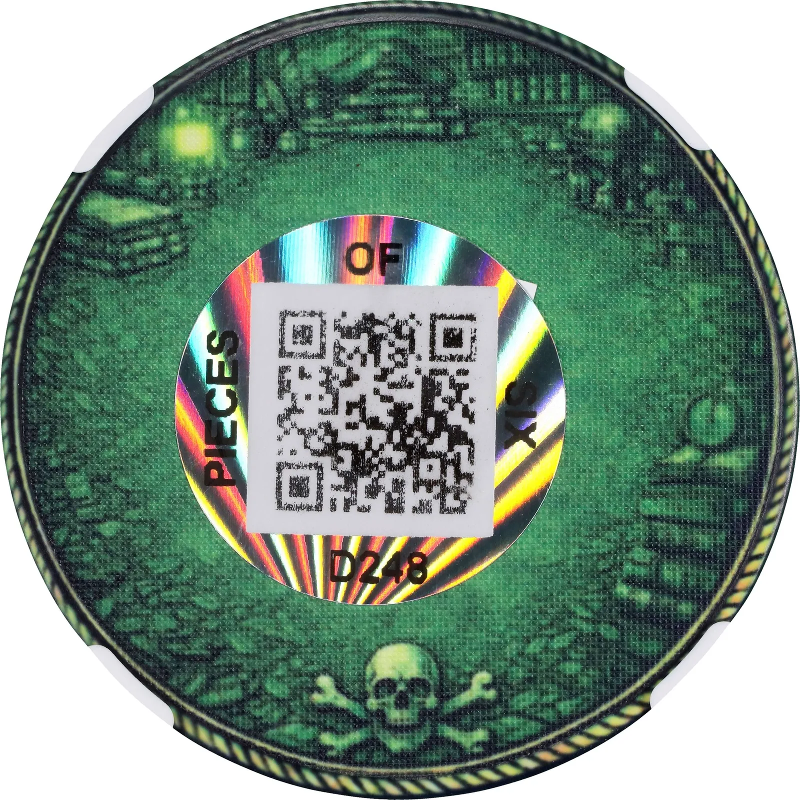 Pieces of Six Captain’s Coin · 0.00025 BTC poker chip — Other face · lot 6022
