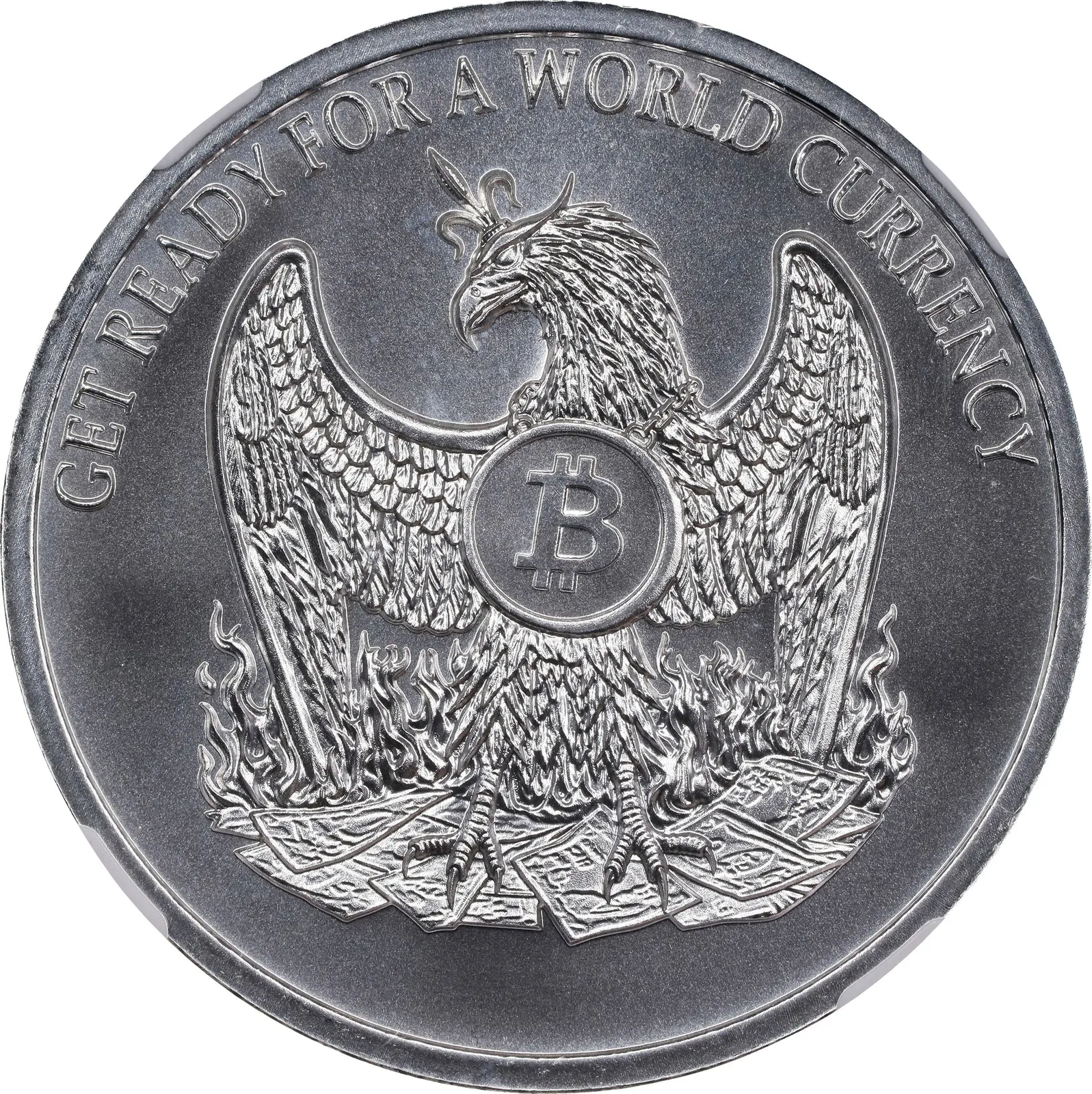 MYBITS World Currency · Silver · 0.0021 BTC — Design face · lot 6018