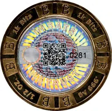 SatPulse 0.001 BTC · Silver and brass bimetallic — Other face · lot 3024