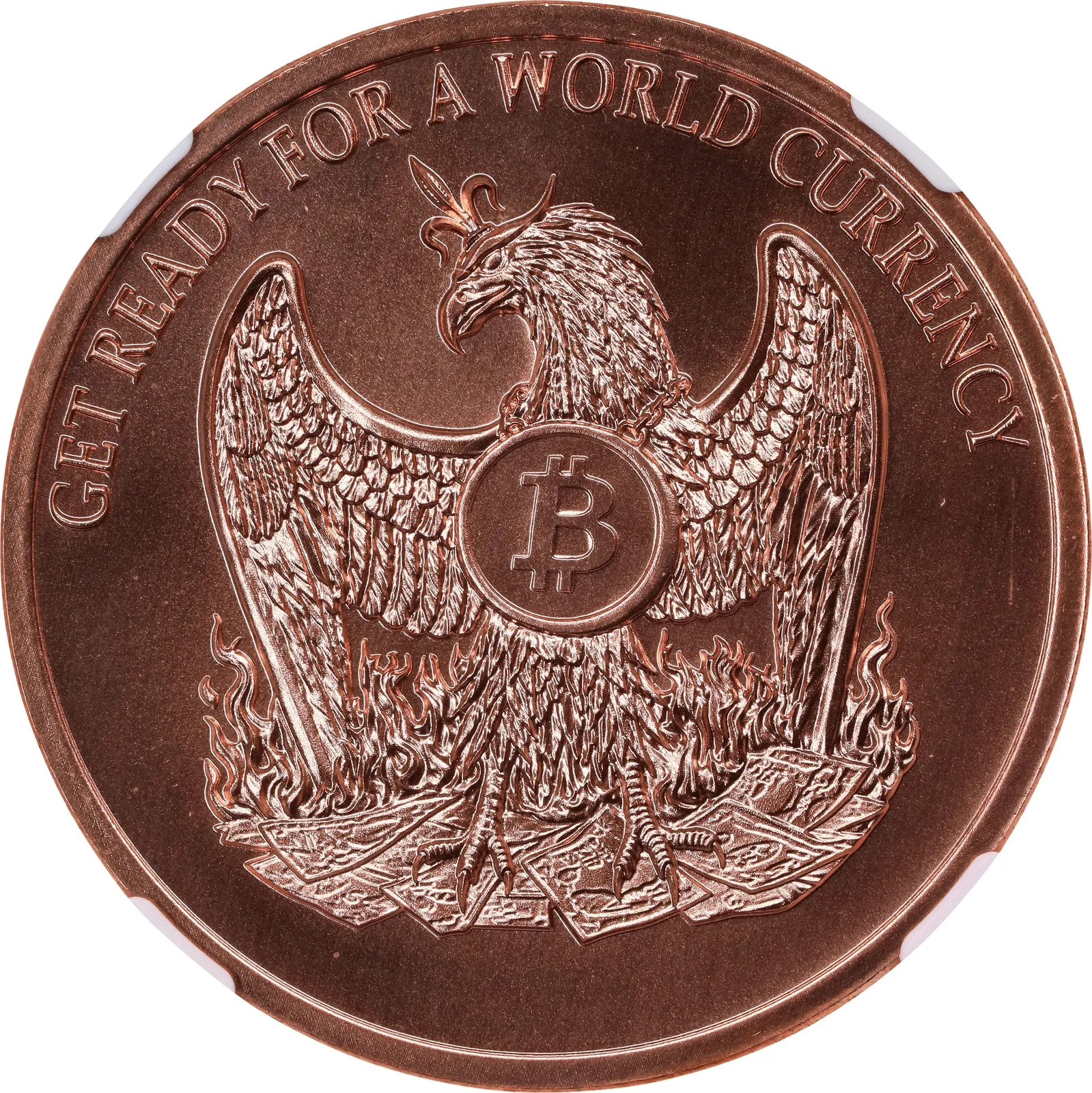 MYBITS World Currency · Copper · 0.001 BTC — Design face · lot 6016
