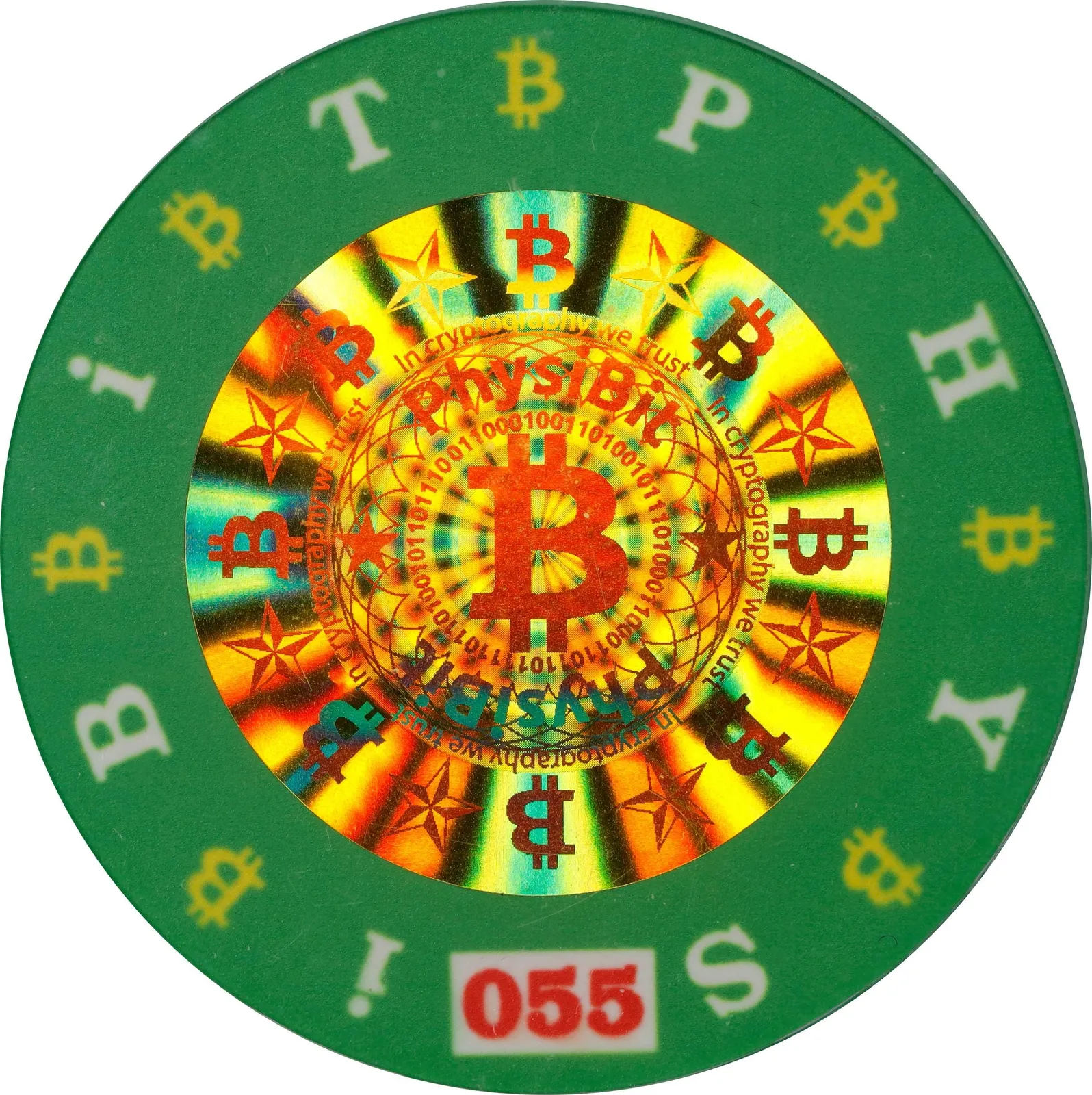 Physibit 0.01 BTC · Poker chip — Other face · lot 7040