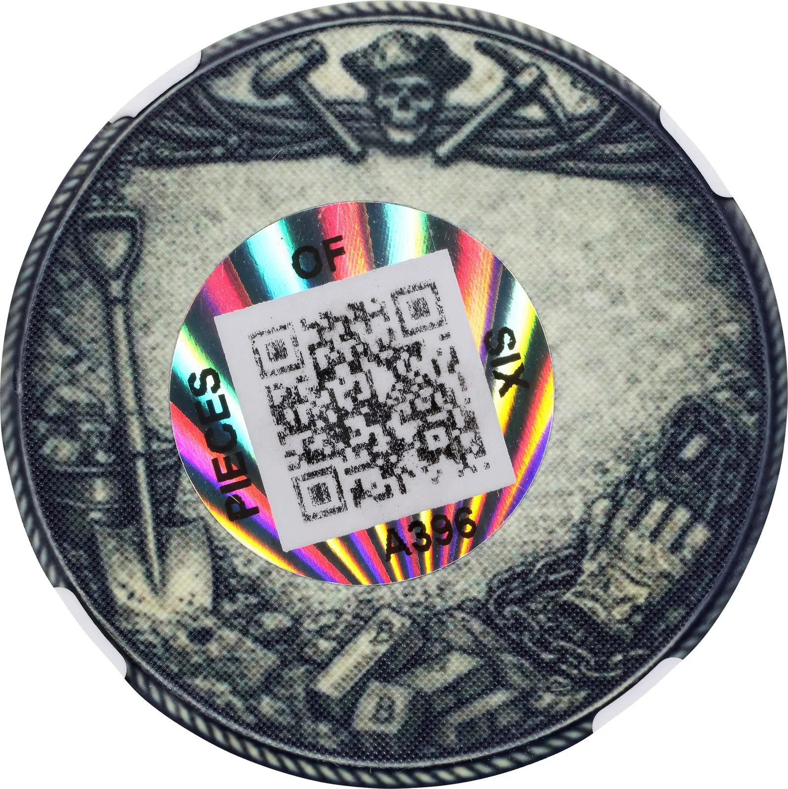 Pieces of Six No Prey, No Pay · 0.00001 BTC poker chip — Other face · lot 6019