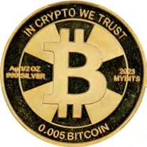 MYBITS 0.005 BTC · 1/2 oz · Gilt silver — Design face · lot 9079