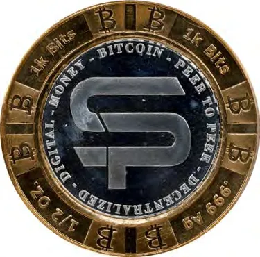 SatPulse 0.001 BTC · Silver and brass bimetallic — Design face · lot 3024