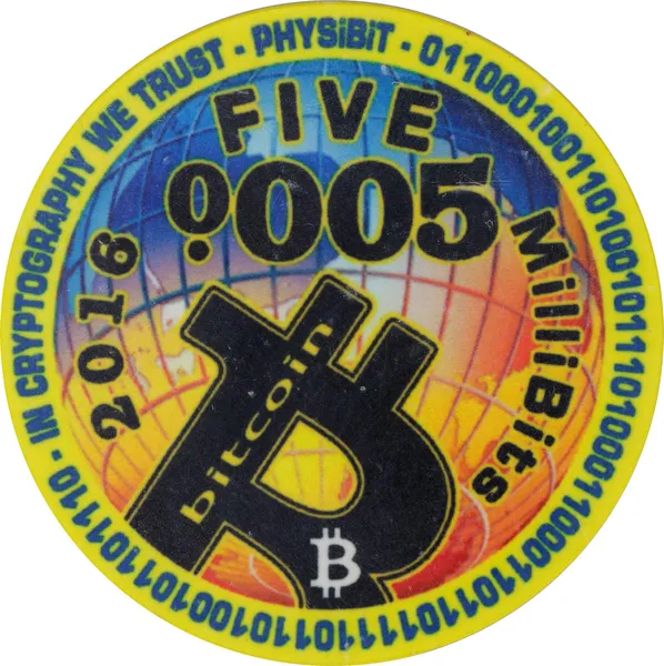 Physibit 0.005 BTC · Poker chip — Design face · lot 7039